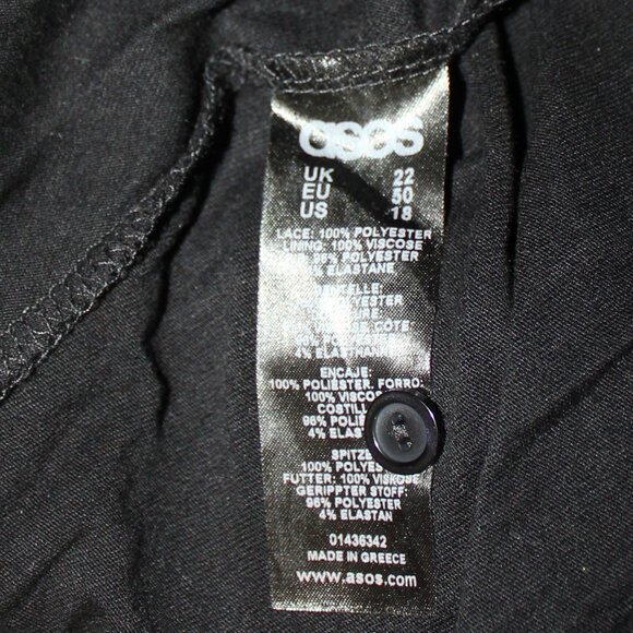 ASOS curve navy blue lace dress, button front, black collar mini size 18 - Picture 7 of 8